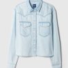 Cropped denim västernskjorta