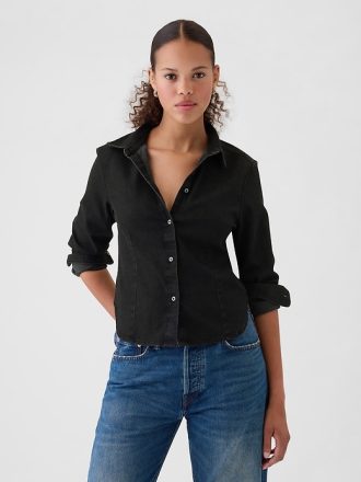 Cropped jeansskjorta