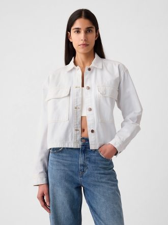 Cropped jeansskjorta jacka