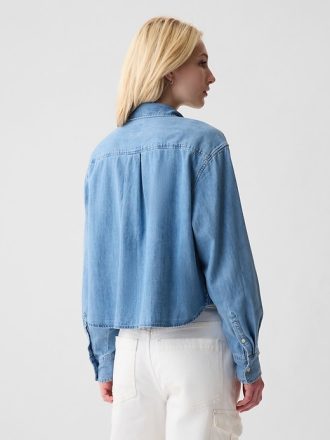 Cropped jeansskjorta