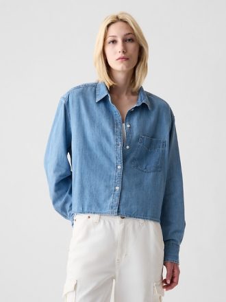 Cropped jeansskjorta
