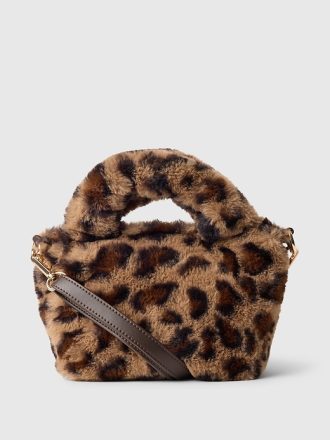 Crossbodyväska i fuskpäls i leopard för barn