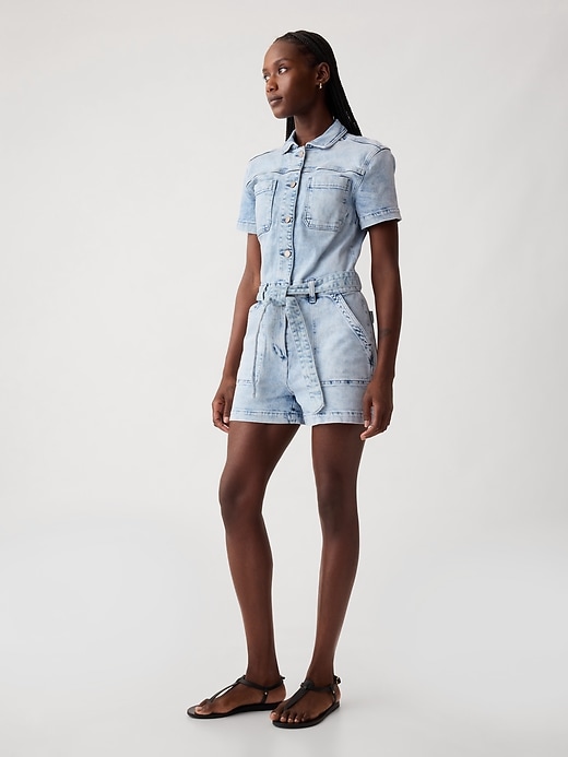 Denim Romper med bälte Denim Romper med bälte