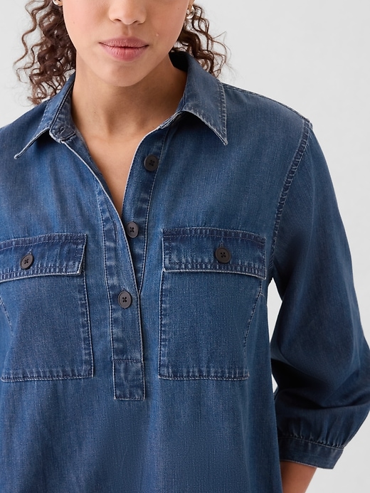 Denim Utility Mini Shirtdress Denim Utility Mini Shirtdress