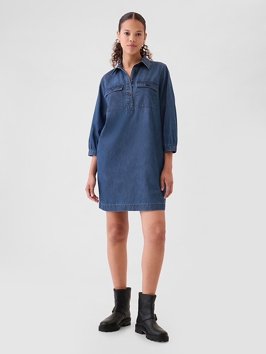 Denim Utility Mini Shirtdress Denim Utility Mini Shirtdress