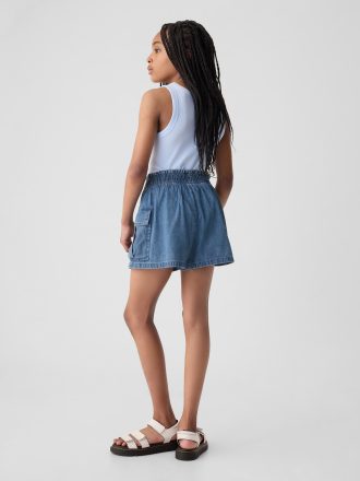 Denim Utility Shorts med medelhöga barn