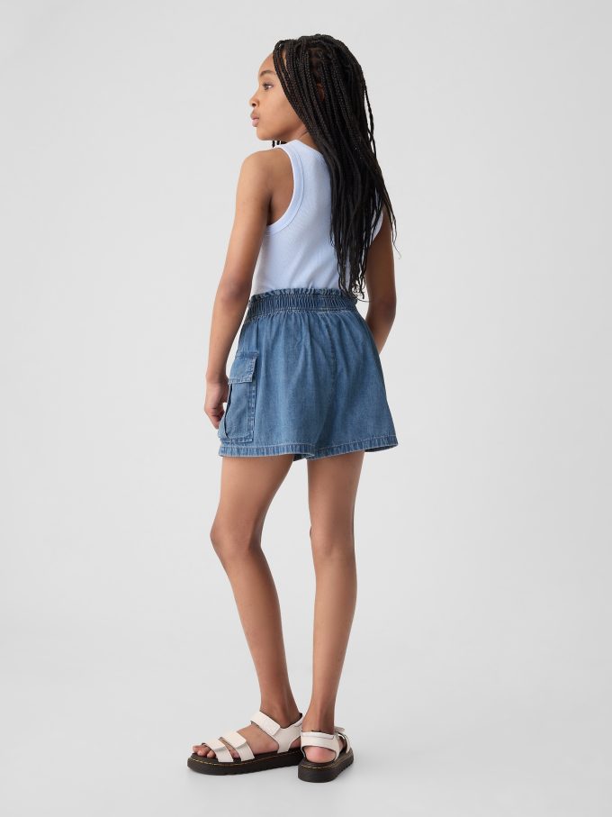 Denim Utility Shorts med medelhöga barn
