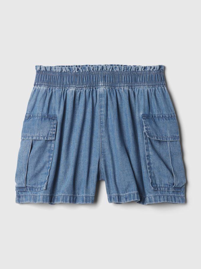 Denim Utility Shorts med medelhöga barn