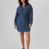 Denim miniskjortklänning med bälte Denim miniskjortklänning med bälte