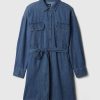 Denim miniskjortklänning med bälte Denim miniskjortklänning med bälte