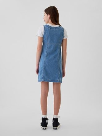 Denimklänning med knapp för barn