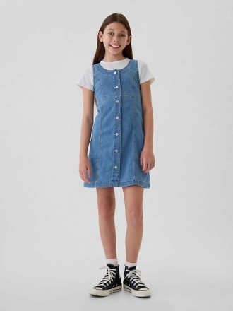 Denimklänning med knapp för barn
