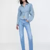 Denimskjorta med tunna ärmar