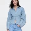 Denimskjorta med tunna ärmar
