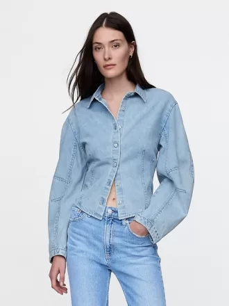 Denimskjorta med tunna ärmar