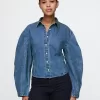 Denimskjorta med tunna ärmar
