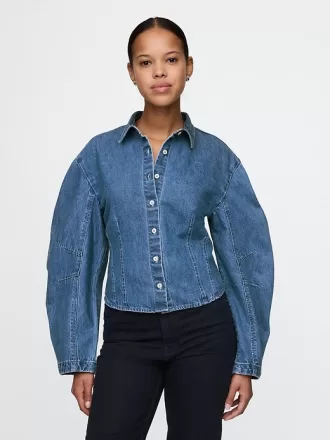 Denimskjorta med tunna ärmar