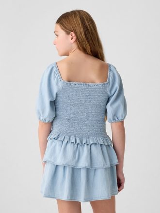 Denimtopp med smock för barn