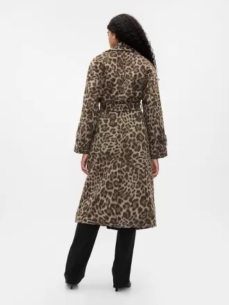 Dubbelknäppt leopard trenchcoat