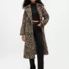 Dubbelknäppt leopard trenchcoat