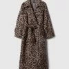 Dubbelknäppt leopard trenchcoat