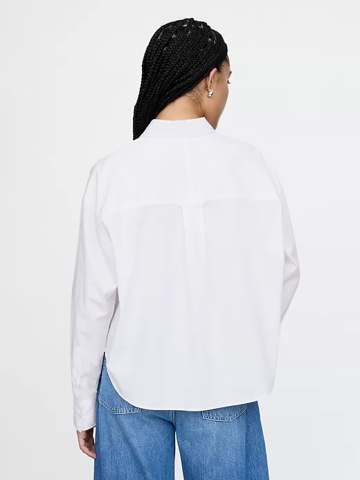Ekologisk bomull Poplin Cropped Big Shirt Ekologisk bomull Poplin Cropped Big Shirt