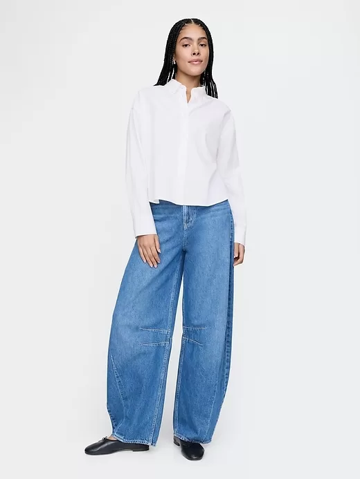Ekologisk bomull Poplin Cropped Big Shirt Ekologisk bomull Poplin Cropped Big Shirt