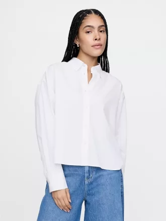 Ekologisk bomull Poplin Cropped Big Shirt