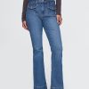 Flätade flätade jeans från 70-talet med hög höjd