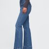 Flätade flätade jeans från 70-talet med hög höjd