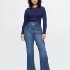 Flätade flätade jeans från 70-talet med hög höjd