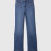 Flätade flätade jeans från 70-talet med hög höjd
