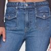 Flätade flätade jeans från 70-talet med hög höjd