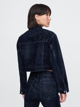 Flockad Cropped Icon jeansjacka