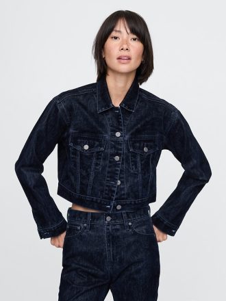 Flockad Cropped Icon jeansjacka