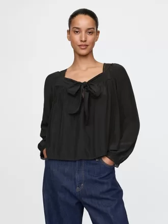 Fyrkantig halsad rosett Cropped Top