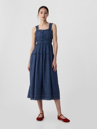 Gap × DÔEN Eyelet Denim Midiklänning