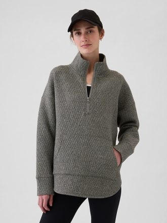 GapFit Quilted Jacquard Pullover med halv dragkedja