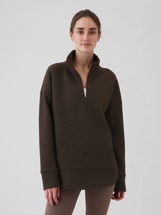 GapFit Quilted Jacquard Pullover med halv dragkedja