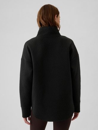 GapFit Quilted Jacquard Pullover med halv dragkedja