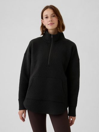 GapFit Quilted Jacquard Pullover med halv dragkedja