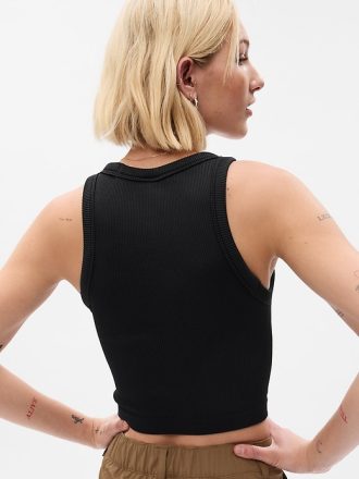 GapFit Seamless Rib Cropped Halter Linne
