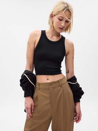GapFit Seamless Rib Cropped Halter Linne