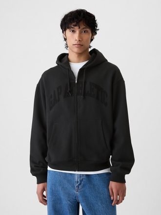Heavyweight Athletic Logo hoodie med full dragkedja