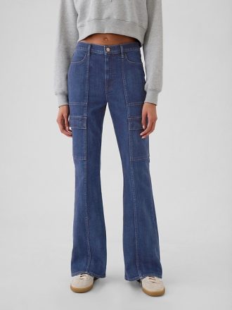 High Rise 70-tal Flare Cargo Jeans