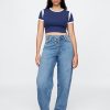 High Rise Crossover Barrel Jeans