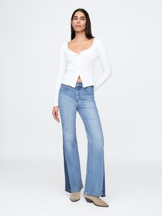 High Rise Patchade 70-tals flare jeans