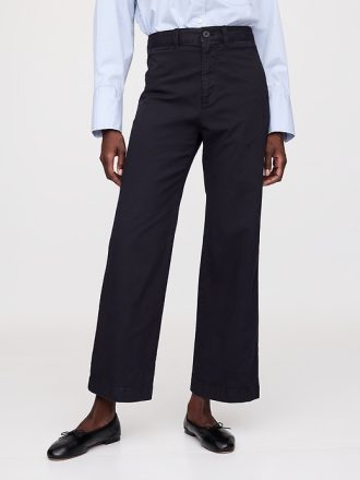 High Rise Stride Wide Leg Ankel Khakis