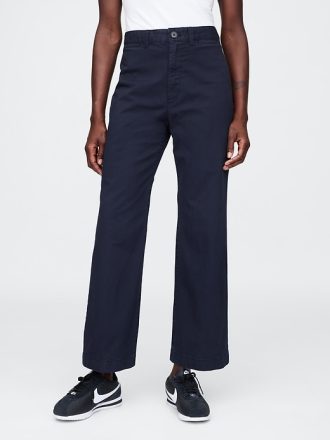 High Rise Stride Wide Leg Ankel Khakis