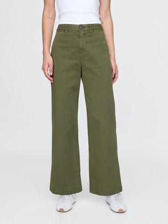 High Rise Stride Wide Leg Ankel Khakis